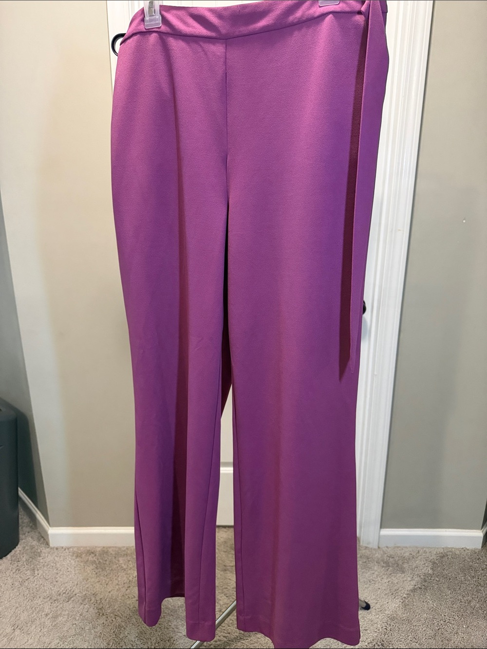 Worthington Wide-Leg Magenta Pants with Side Tie